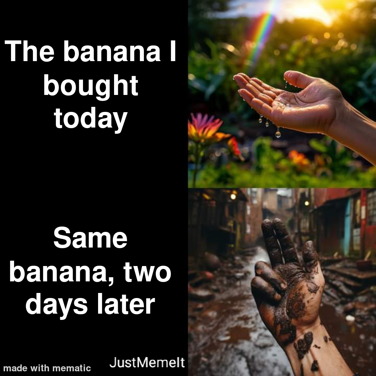 meme Did you know? You can avoid banana from ripening too fast by covering the stem in plastic or putting them in the fridge 