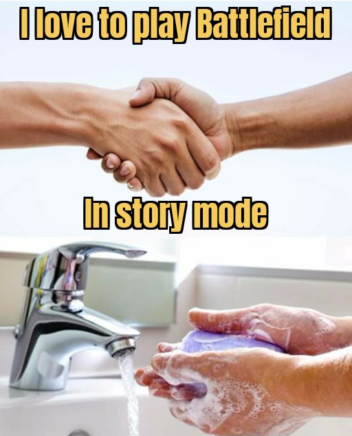 meme Handshake then washing hands