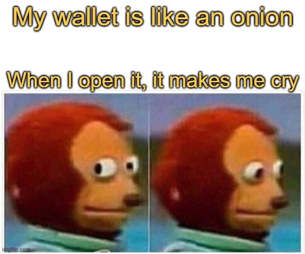 meme My wallet is like an onion. When I open it, it makes me cry
