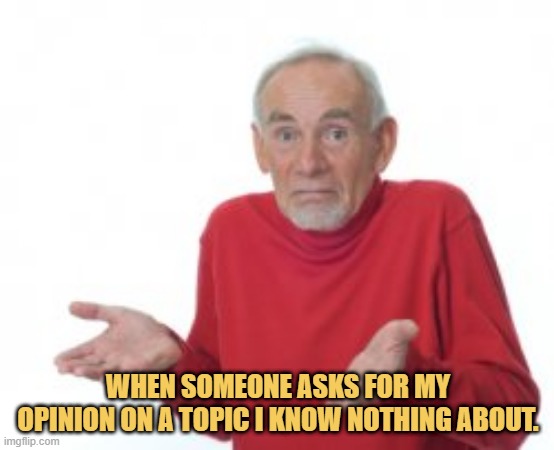 meme When someone asks for my opinion on a topic I know nothing about.