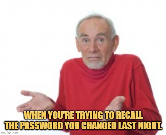meme When you're trying to recall the password you changed last night.