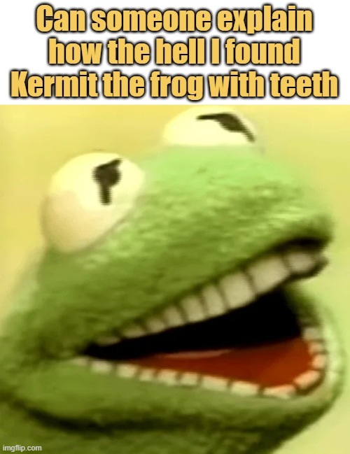 meme Can someone explain how the hell I found Kermit the frog with teeth