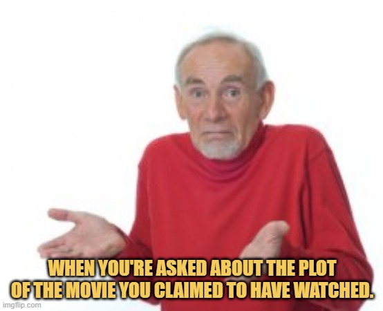 meme When you're asked about the plot of the movie you claimed to have watched.