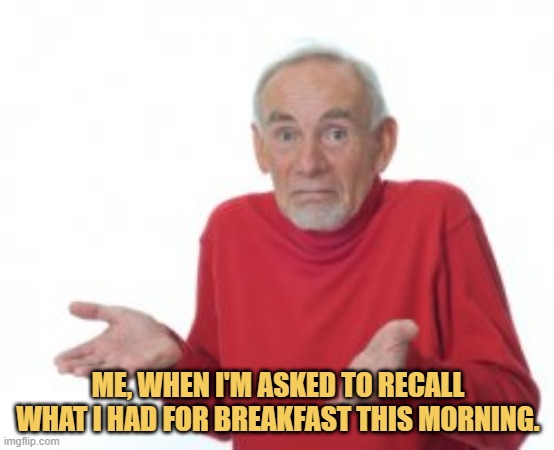 meme Me, when I'm asked to recall what I had for breakfast this morning.