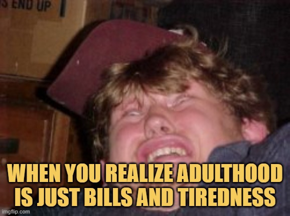 meme When you realize adulthood is just bills and tiredness