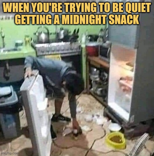 meme When you're trying to be quiet
getting a midnight snack