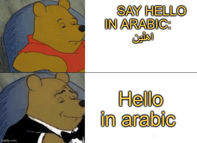 meme Me when they tell me say hello in arabic