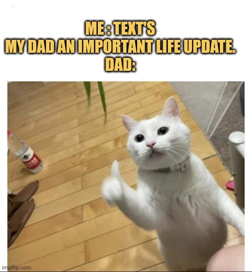 meme Me : text's my dad an important life update.

Dad: