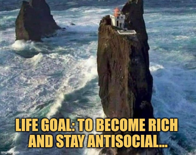 Life goal: to become rich and stay antisocial...