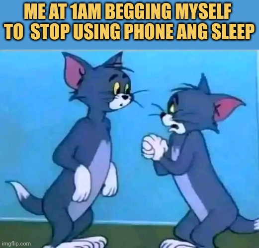 Me at 1am begging myself  to  stop using phone ang sleep